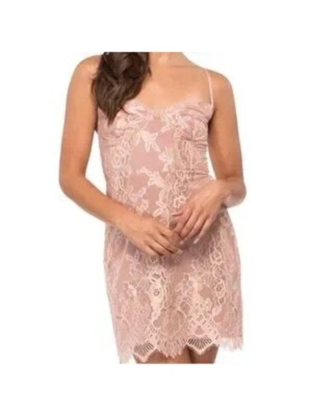 For Love and Lemons Bumble Bustier Rose Gold Lace Mini Dress